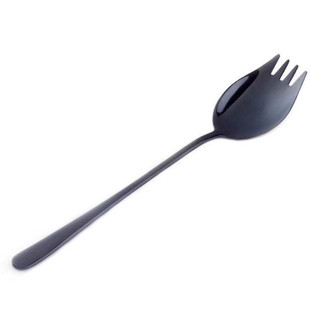 Stainless Steel  Black Spoon Fork Long Handle