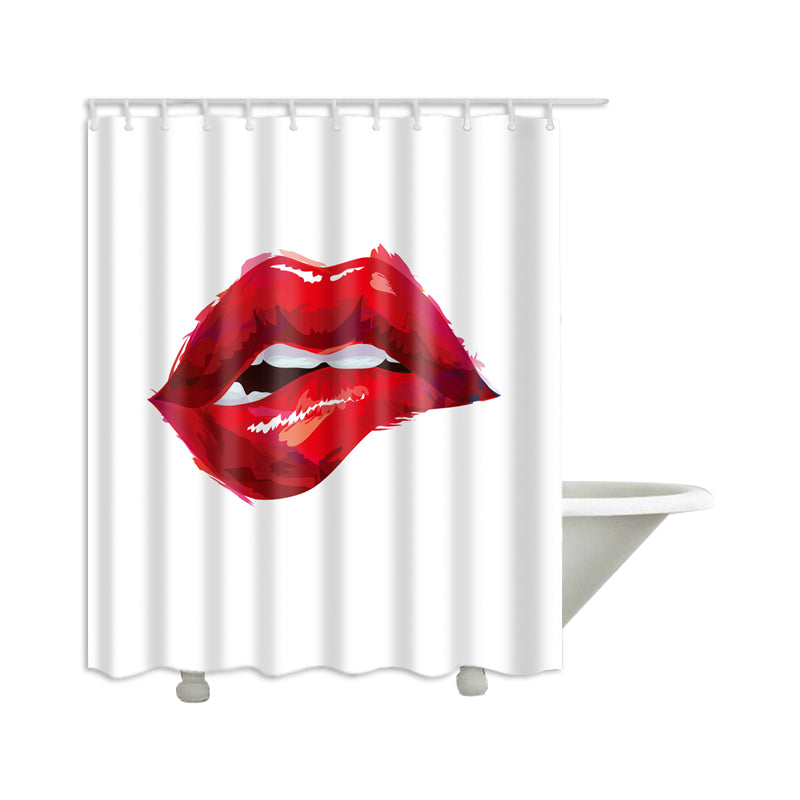 White and Red Polyester Bathroom Curtain - Hansel & Gretel Home Decor