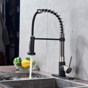 Black and Nickel Pull Down Kitchen Faucet 360 Rotating - Hansel & Gretel Home Decor