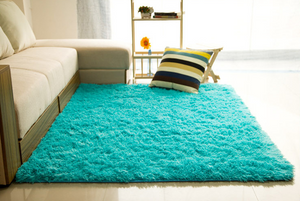 Cyan Shaggy Super Soft Carpet - Hansel & Gretel Home Decor