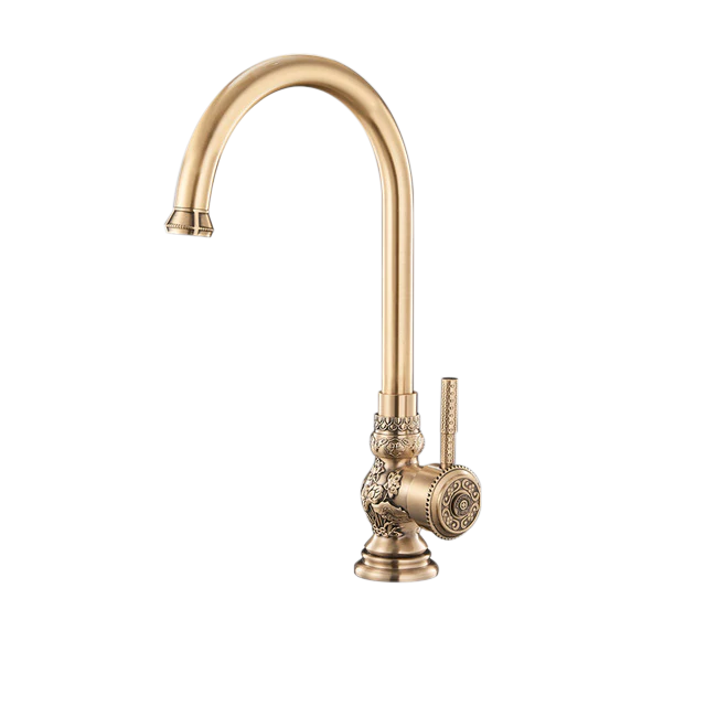 Retro Brass Antique Smooth Copper Kitchen  Faucet