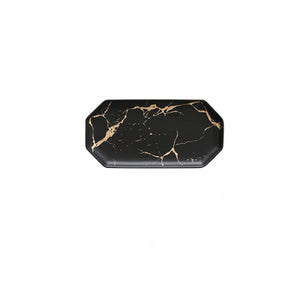 Gold Marble Glazed Black Ceramic Plates