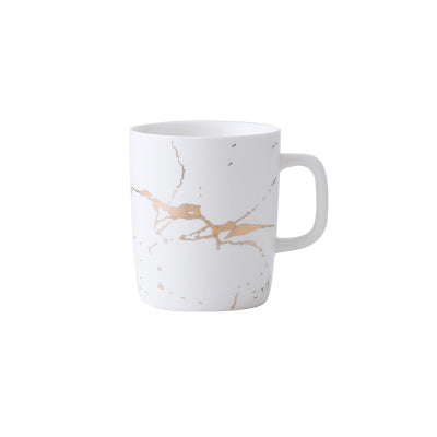 Gold Marble Glazed White Ceramic Mug