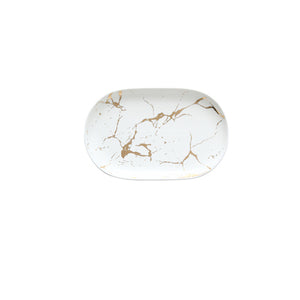 Gold Marble Glazed White Ceramic Plates