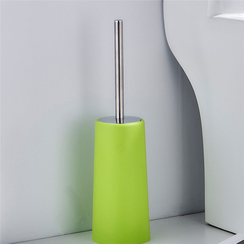 Cylinder Hard Plastic Green Toilet Brush Holder