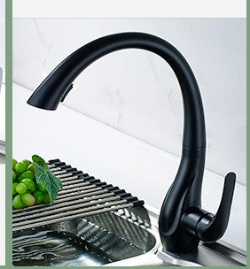 Brass Black Kitchen Faucet Pull Out and Rotatable - Hansel & Gretel Home Decor
