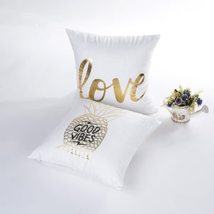 Stylish White and Gold Decorative Pillow Case