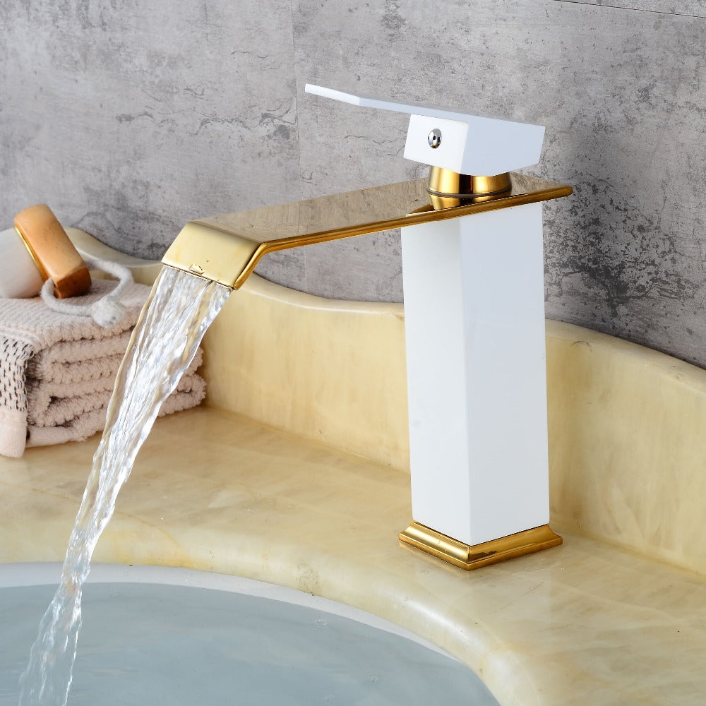 Ceramic White Waterfall Faucet Hot and Cold Mixer
