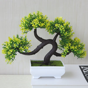Yellow and Green Artificial Bonsai Plant