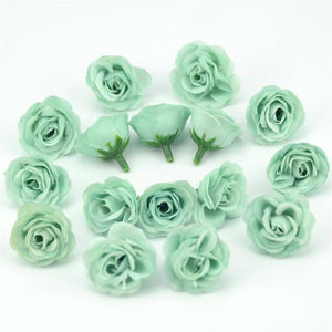 Green Artificial Flowers Rose Head - Hansel & Gretel Home Decor