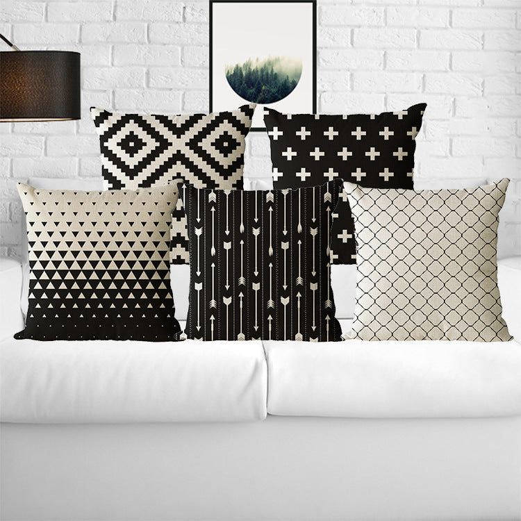 Simple Patterned Black and Brown Decorative Pillow Case