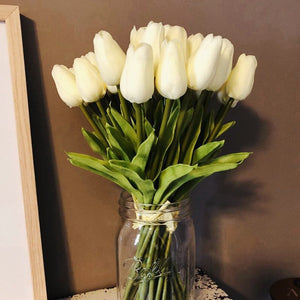 White Artificial Flowers Tulip Bouquet - Hansel & Gretel Home Decor