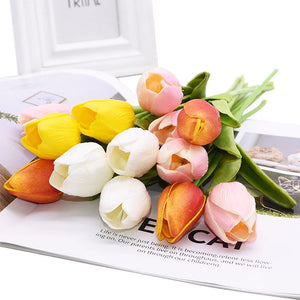Peach Artificial Flowers Tulip Bouquet - Hansel & Gretel Home Decor