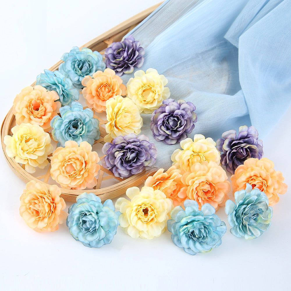 Colorful Artificial Flowers Spring Rose Head - Hansel & Gretel Home Decor