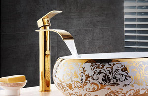 Brass Gold-Long Bathroom Faucet