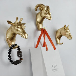 Gold Goat Head Wall Hanging Hook