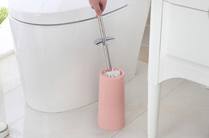 Cylinder Hard Plastic Pink Toilet Brush Holder