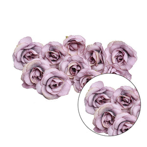 Purple Artificial Flowers Rose Head