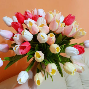 Peach Artificial Flowers Tulip Bouquet