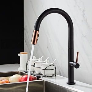 Brass Black Kitchen Faucet Rotating and Pull Out - Hansel & Gretel Home Decor