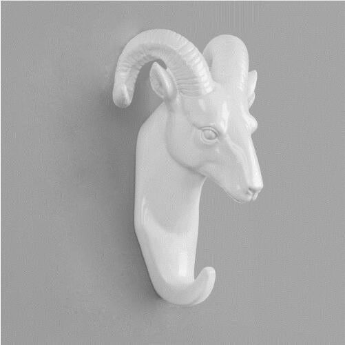 White Goat Head Wall Hanging Hook