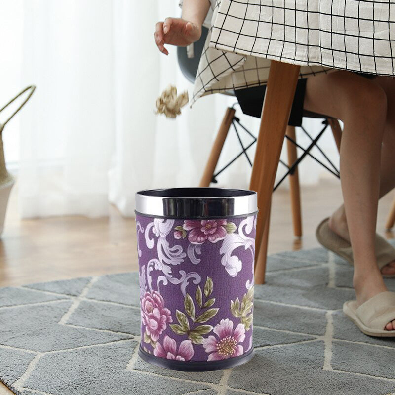 Nordic Trash Can Purple Floral - Hansel & Gretel Home Decor