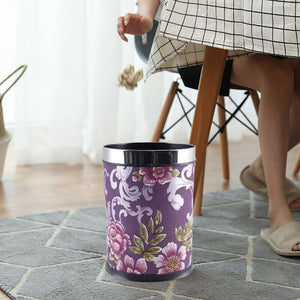Nordic Trash Can Purple Floral - Hansel & Gretel Home Decor