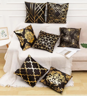 Elegant Black And Gold Decorative Pillow Covers - Hansel & Gretel Home Decor