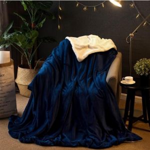 Polyester Cotton Dark Blue Blanket - Hansel & Gretel Home Decor
