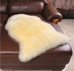 Artificial Sheepskin Brown Fur Plain Bedroom and Living Area Rug