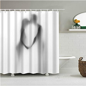 Creative Pattern Couple Kissing Shadow Bathroom Curtain - Hansel & Gretel Home Decor