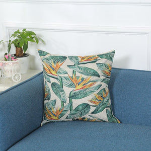 Tropical Green and Orange Decorative Pillow Case