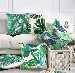Modern Tropical Plants Green Decorative Pillow Case