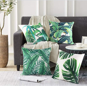 Modern Tropical Plants Green Decorative Pillow Case