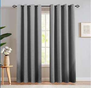 Gray Cotton Polyester Living Room and Bedroom Curtains - Hansel & Gretel Home Decor