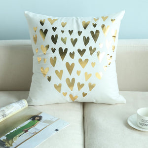 Stylish White and Gold Decorative Pillow Case