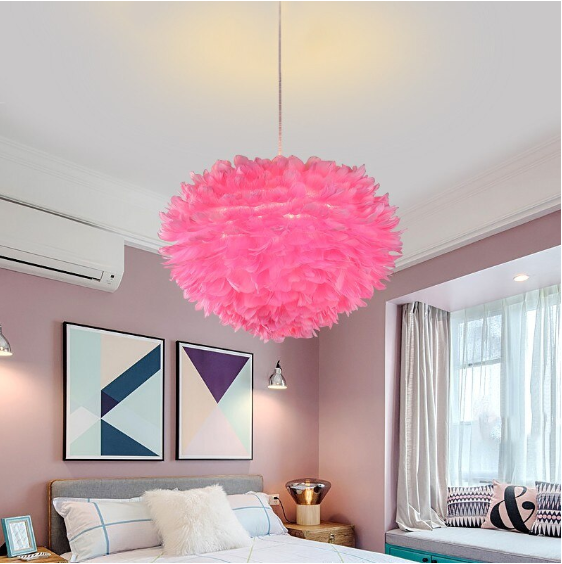 Pink Feather Pendant Hanging Lamp - Hansel & Gretel Home Decor