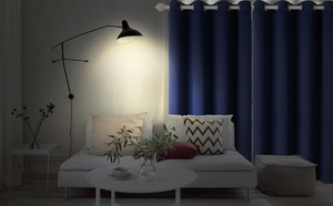 Blue Cotton Polyester Living Room and Bedroom Curtains - Hansel & Gretel Home Decor