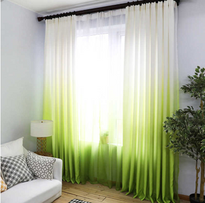 Green Sheer Polyester Living Room and Bedroom Curtains - Hansel & Gretel Home Decor