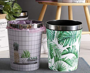 Nordic Style Round Trash  Can Tropical Print