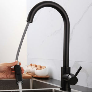 Stainless Steel Black Kitchen Faucet Touch Sensor and Pull Out