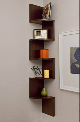 Brown Wooden Zigzag Shelves