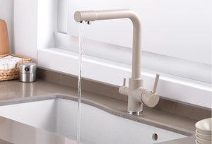Brass Brown Kitchen Faucet Rotating and Water Purifying
