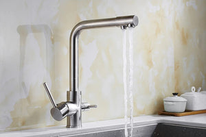 Brass Silver Kitchen Faucet Rotating and Water Purifying