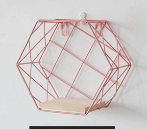 Metal Wooden Medium Pink Shelf