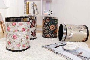 Nordic Trash Can Pink Floral
