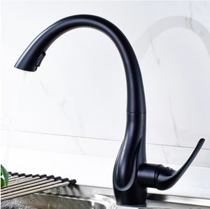 Brass Black Kitchen Faucet Pull Out and Rotatable
