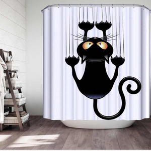 Creative Pattern Slipping Cat Bathroom Curtains - Hansel & Gretel Home Decor