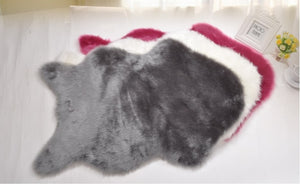 Artificial Sheepskin Silver Fur Plain Bedroom and Living Area Rug