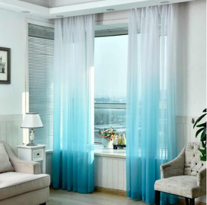 Blue Sheer Polyester Living Room and Bedroom Curtains - Hansel & Gretel Home Decor